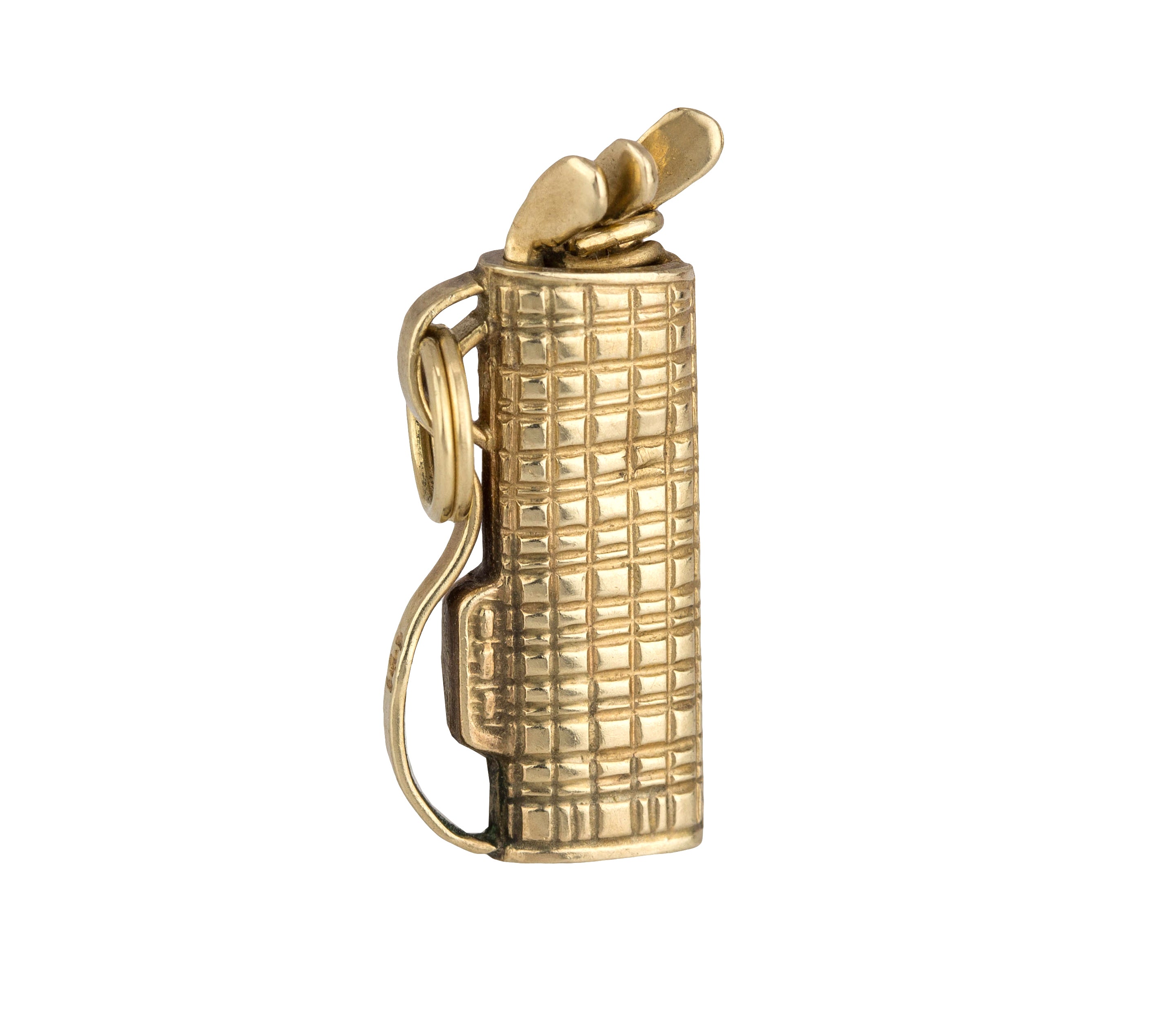 14k Gold Golf Bag Charm Golfers Club Bag Necklace Pendant 