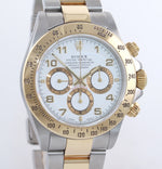MINT Rolex Daytona 16523 Zenith Two Tone 18 Yellow Gold White Dial SEL Bracelet