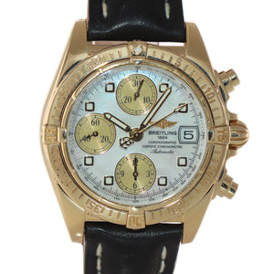 PAPERS Breitling Windrider Cockpit Chrono 18k Yellow Gold 39mm MOP K13358 Watch