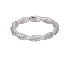 14K White Gold 0.50ctw Diamond 3mm Twisted Infinity Eternity Wedding Band Ring