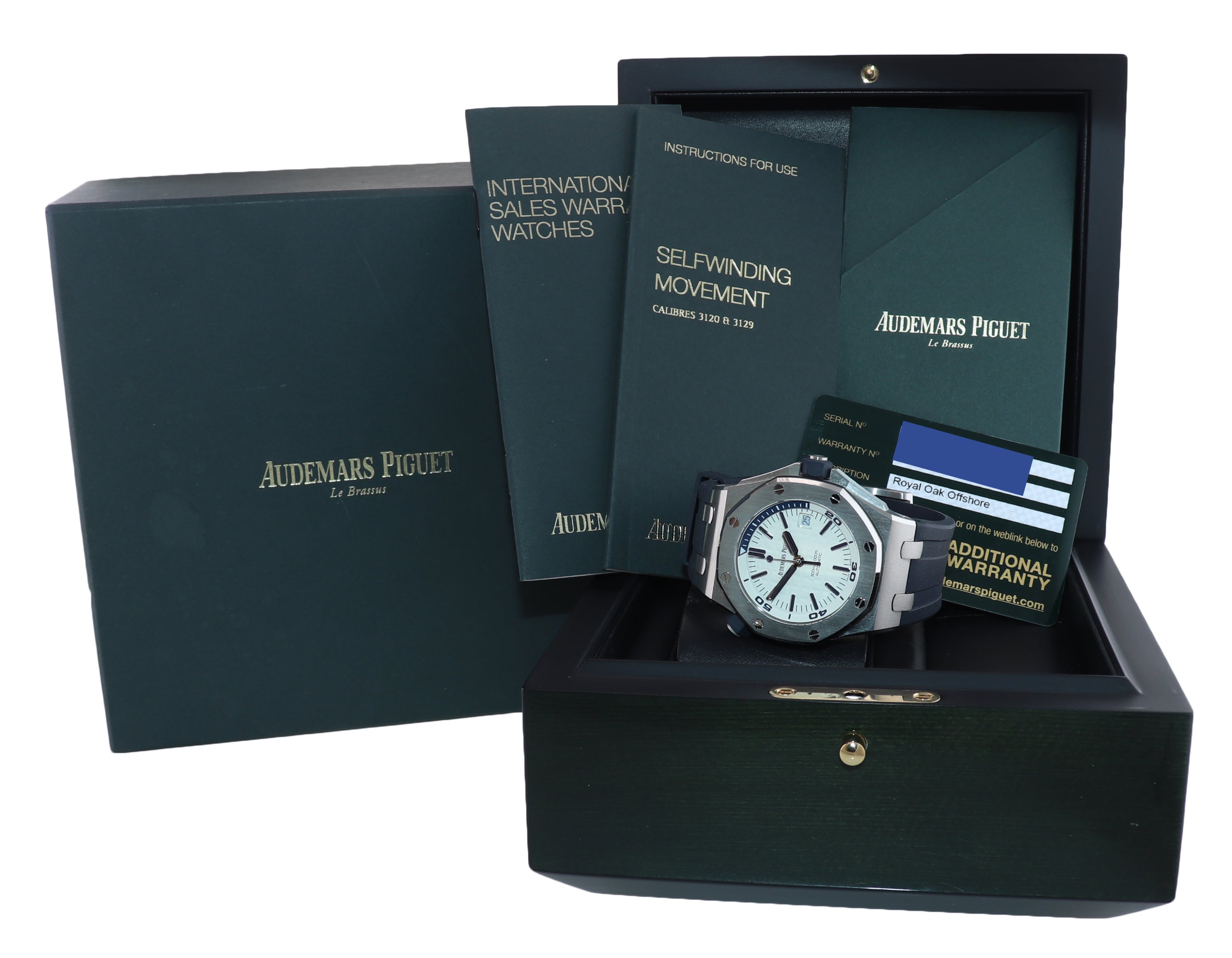 NEW PAPERS Audemars Piguet Royal Oak Offshore Diver WHITE BLUE 15710ST Watch Box