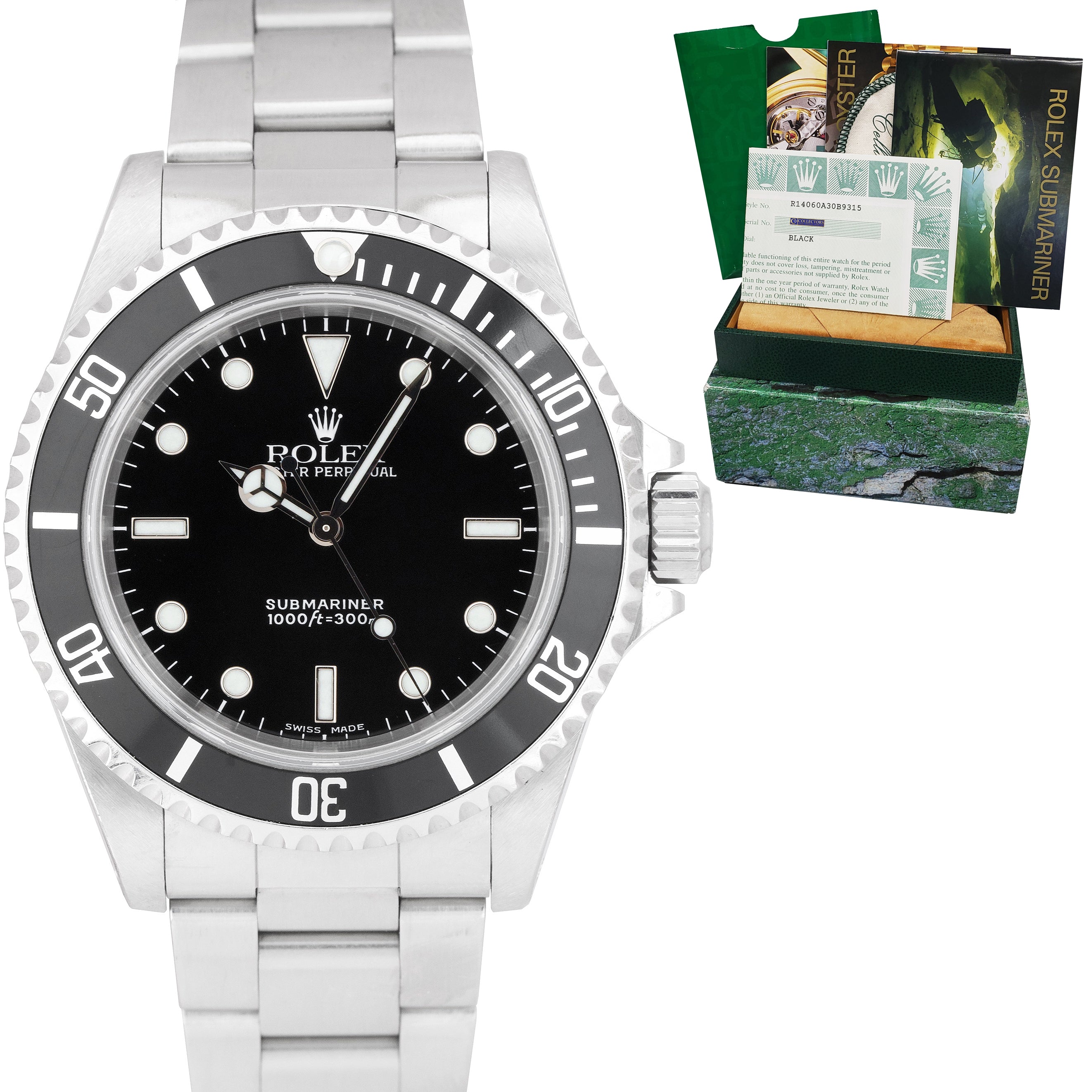 UNPOLISHED Rolex Submariner No Date 14060 Stainless Black 40mm Watch F