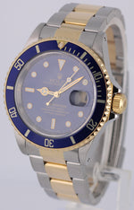 Rolex Submariner Date Two-Tone 18k Gold Steel Blue 40mm 16613 Watch