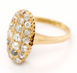 1860s Victorian 1.00ctw Diamond Cluster Cocktail Ring in Assay 14k Yellow Gold