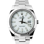 Rolex DateJust II 41mm White 41mm Fluted Stainless Steel Oyster Watch 116334