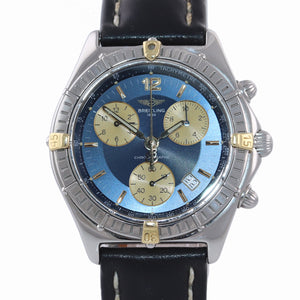 Breitling Chronomat Sirius B53011 Steel 18k Gold Two Tone Quartz Blue Date Watch