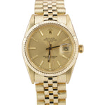 Rolex Date 15037 18K Yellow Gold 34mm Champagne Dial Jubilee Watch BOX PAPERS
