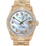 DIAMOND BEZEL Rolex President 68278 Midsize 31mm 18k Gold MOP Diamond Watch