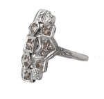 Ladies Antique Art Deco 14K White Gold 0.78ctw Diamond Filigree Cocktail Ring