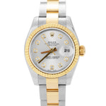 Ladies Rolex DateJust PAPERS Silver Diamond Dial Two-Tone 26mm Watch 179173 B+P
