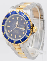 UNPOLISHED 1987 PAPERS Rolex Submariner Date Two-Tone Blue 40mm 16803 Watch B+P