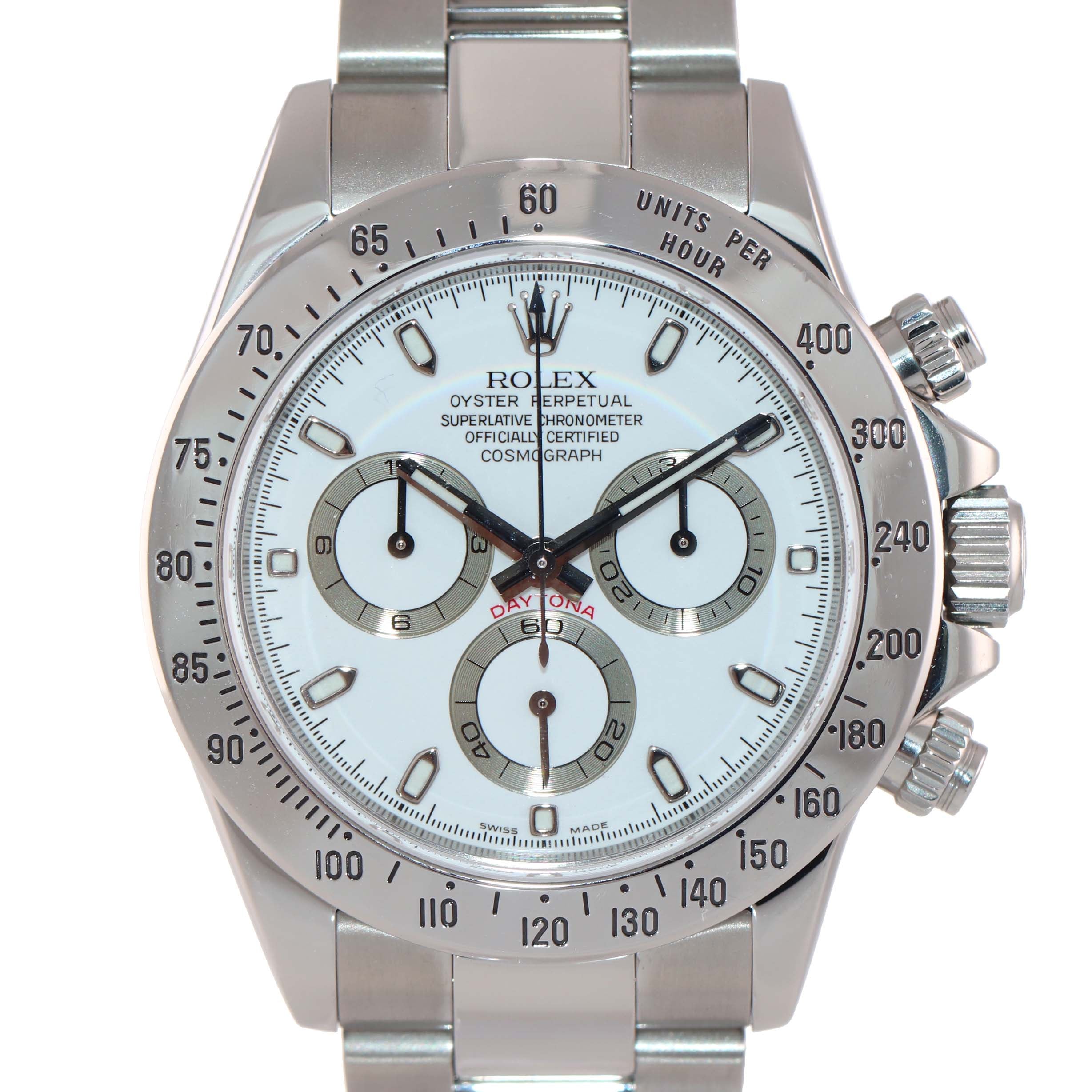 MINT Rolex Daytona Cosmograph 116520 White Steel Chronograph Z 40mm Watch 