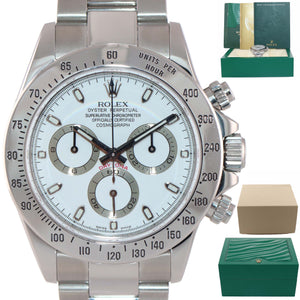 MINT Rolex Daytona Cosmograph 116520 White Steel Chronograph Z 40mm Watch 