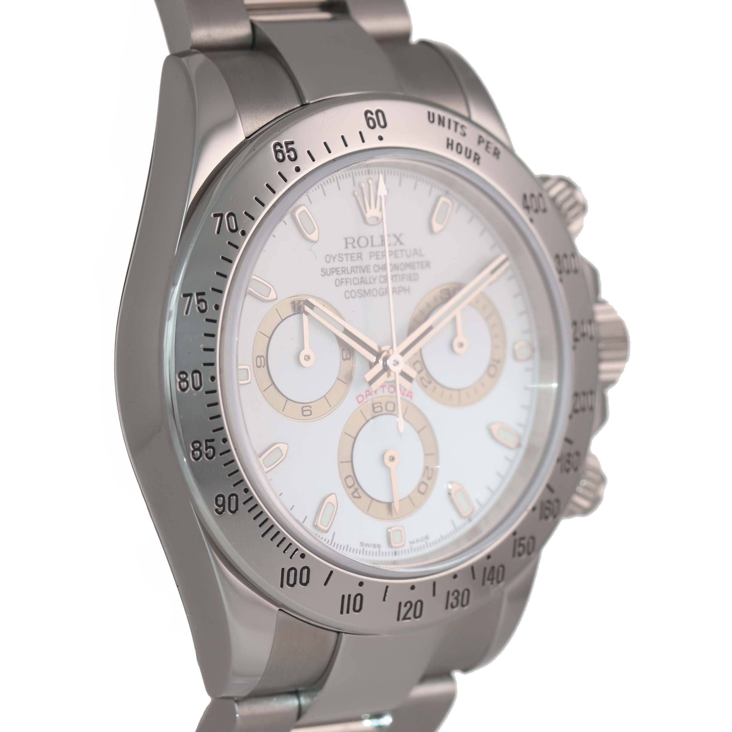 MINT Rolex Daytona Cosmograph 116520 White Steel Chronograph Z 40mm Watch 