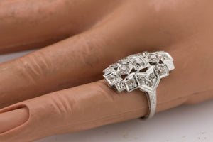 Ladies Antique Art Deco 14K White Gold 0.78ctw Diamond Filigree Cocktail Ring