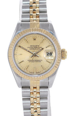 PAPERS Rolex 69173 Two Tone 18k Gold 26mm Champagne Stick Dial Watch Box