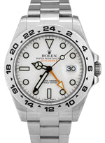 2018 FULL SET Rolex Explorer II 42mm 216570 White Orange Steel GMT Date Watch