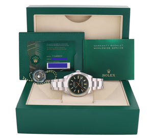 2021 NEW PAPERS Rolex Milgauss Green Bezel Anniversary 116400GV Steel Black Watch