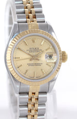 PAPERS Rolex 69173 Two Tone 18k Gold 26mm Champagne Stick Dial Watch Box