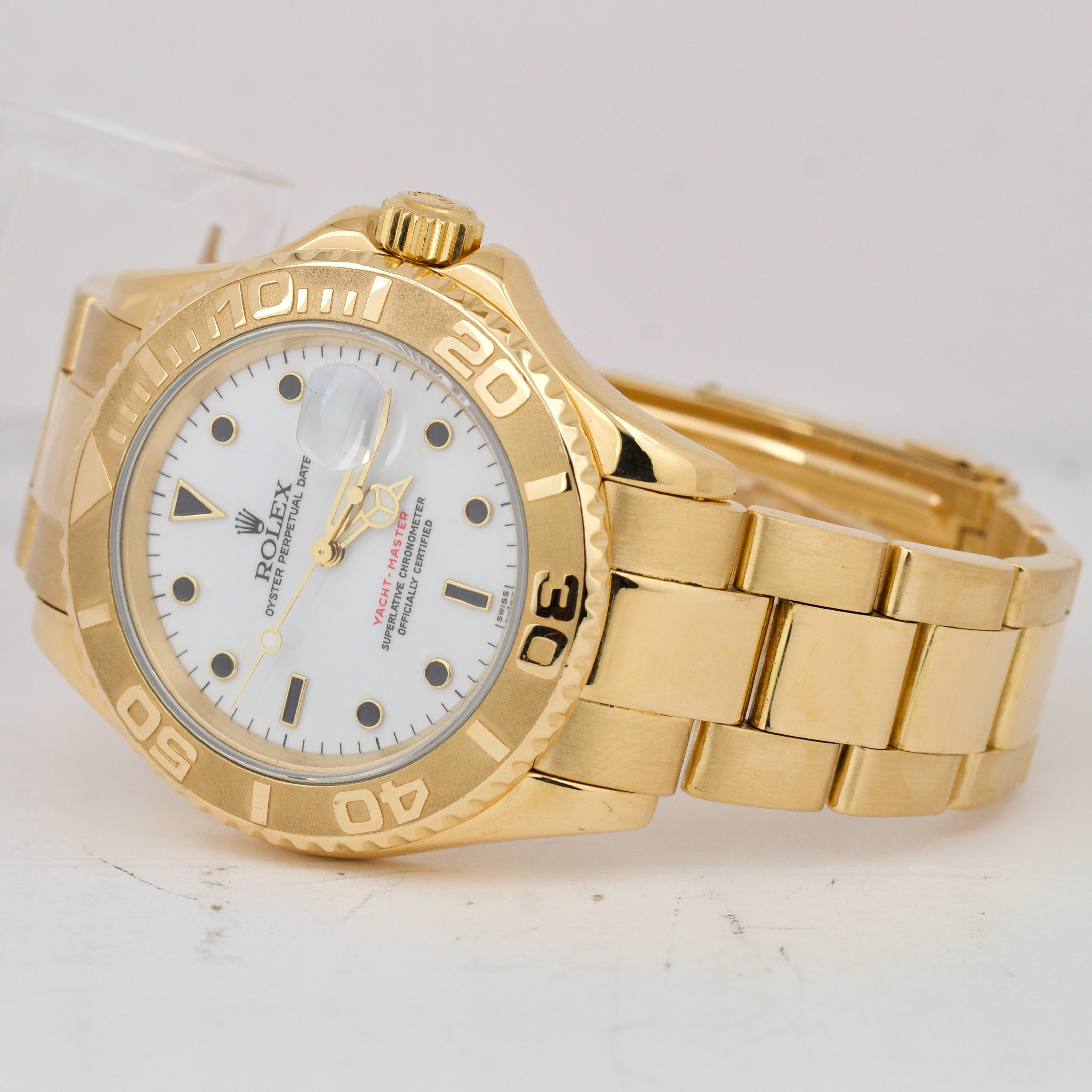 Rolex Yacht-Master 40 YM1 NO HOLES White 18K Yellow Gold Oyster 16628 40mm Watch