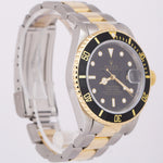 Rolex Submariner Date 40mm Black Two Tone 18K Gold Stainless Steel 16613 Watch