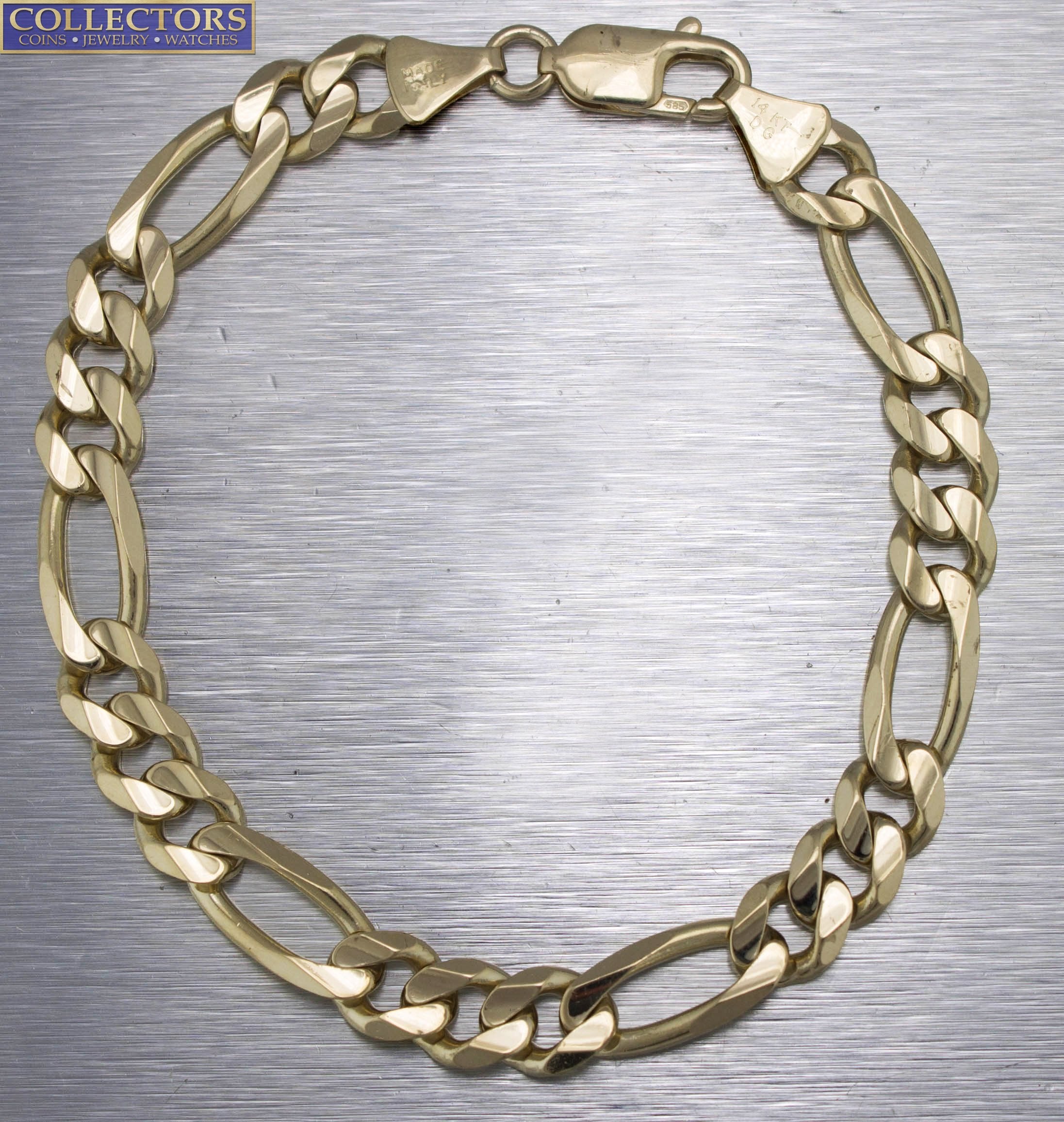 Curb Chain Bracelet in 18K Yellow Gold with Diamonds, 8mm