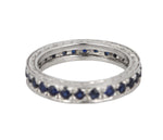 Women's Platinum 0.26ctw Blue Sapphire 3mm Milgrain Eternity Filigree Band Ring