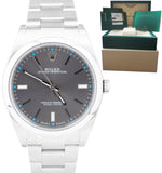 2019 Rolex Oyster Perpetual 39mm Rhodium Gray Blue Stainless Steel 114300 B+P
