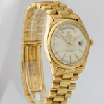 VINTAGE Rolex Day-Date President Silver PIE PAN 1807 36mm 18K Yellow Gold Watch