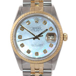 Rolex 15223 18k Yellow Gold Steel MOP Diamond 34mm Two Tone Fluted Watch Box