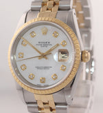 Rolex 15223 18k Yellow Gold Steel MOP Diamond 34mm Two Tone Fluted Watch Box