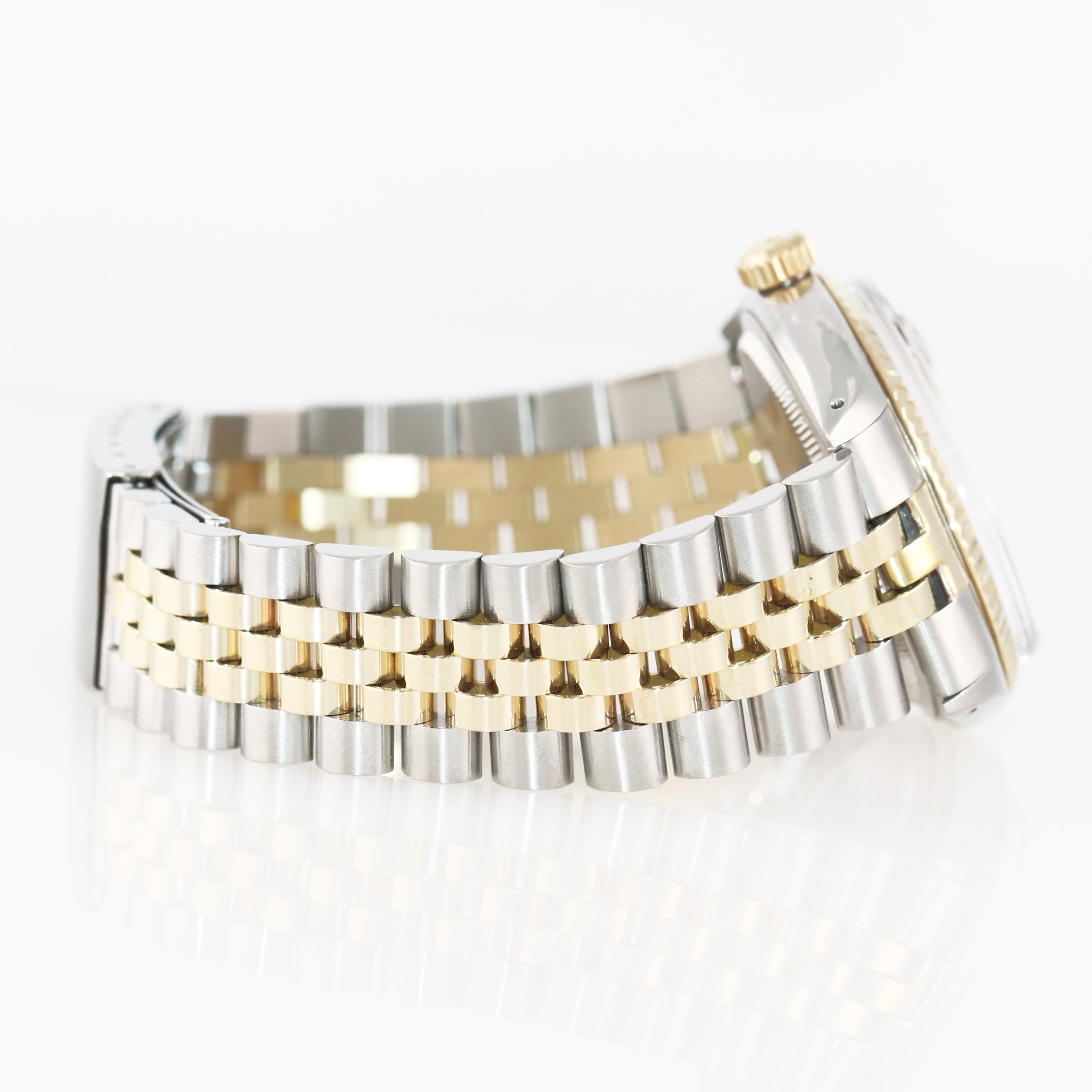 Rolex DateJust 36mm 1601 Two Tone Vignette Blue Black Diamond Dial Jubilee Watch