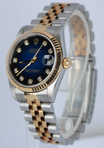 Ladies Rolex DateJust 78273 Blue Vignette Factory Diamond Dial Jubilee 18K Watch