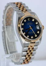 Ladies Rolex DateJust 78273 Blue Vignette Factory Diamond Dial Jubilee 18K Watch