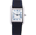 Must de Cartier Tank 666001 Silver Quartz Blue White Roman 29.5mm x 22mm Watch