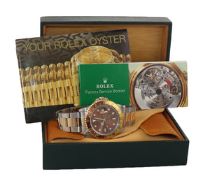 Rolex GMT-Master II 16713 Two-Tone Gold Steel Root Beer Brown 40mm Watch