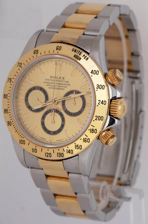 UNPOLISHED Rolex Daytona Cosmograph 40mm Zenith Champagne Gold Steel Watch 16523