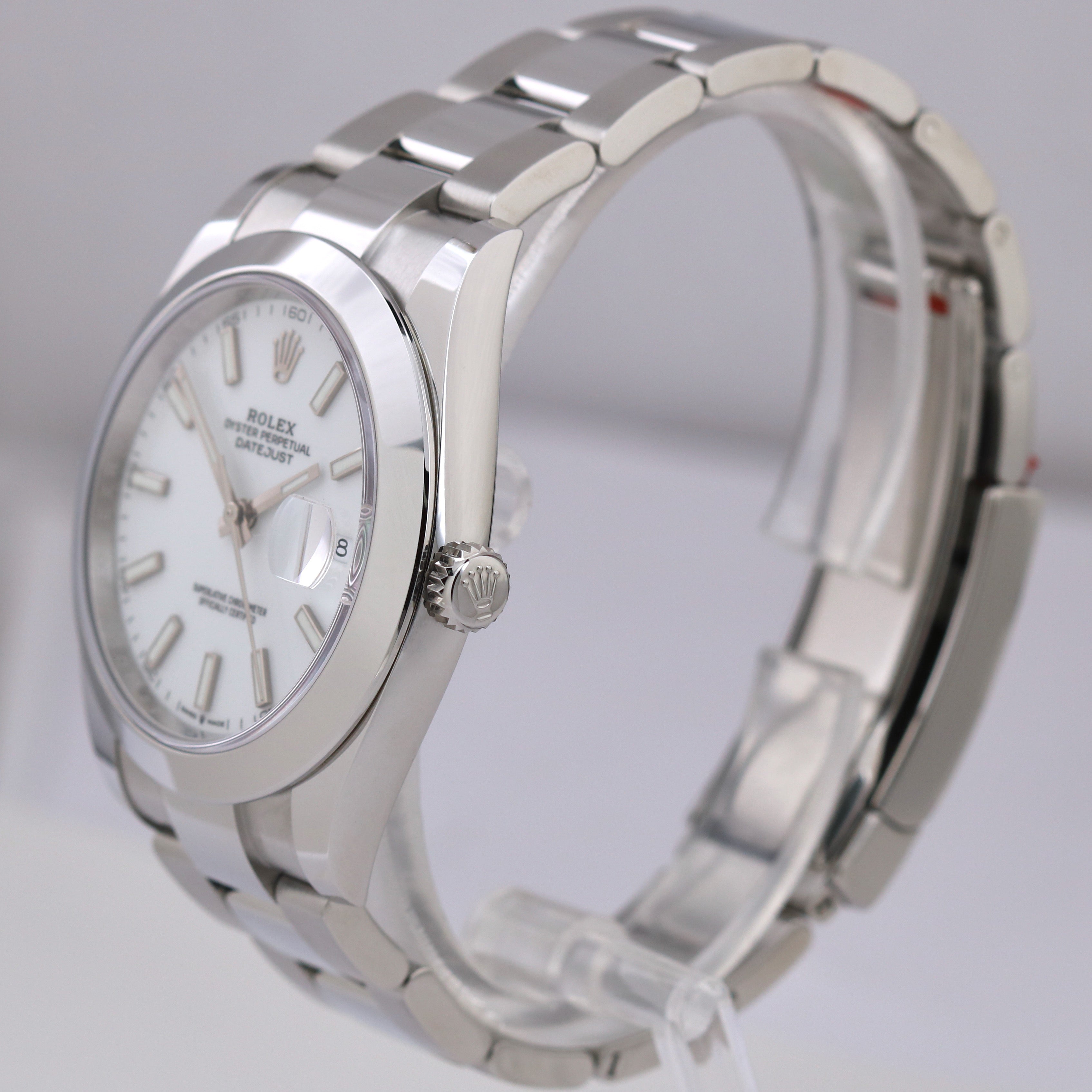 NEW STICKERED 2023 Rolex DateJust 41 White Stainless Steel Oyster 126300 BOX