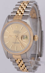 Rolex DateJust 36mm Champagne 18K Yellow Gold Stainless Two-Tone Watch 16013