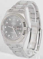 MINT Rolex DateJust II 41 Rhodium Diamond Steel 18K Gold 41mm Fluted 116334 B+P