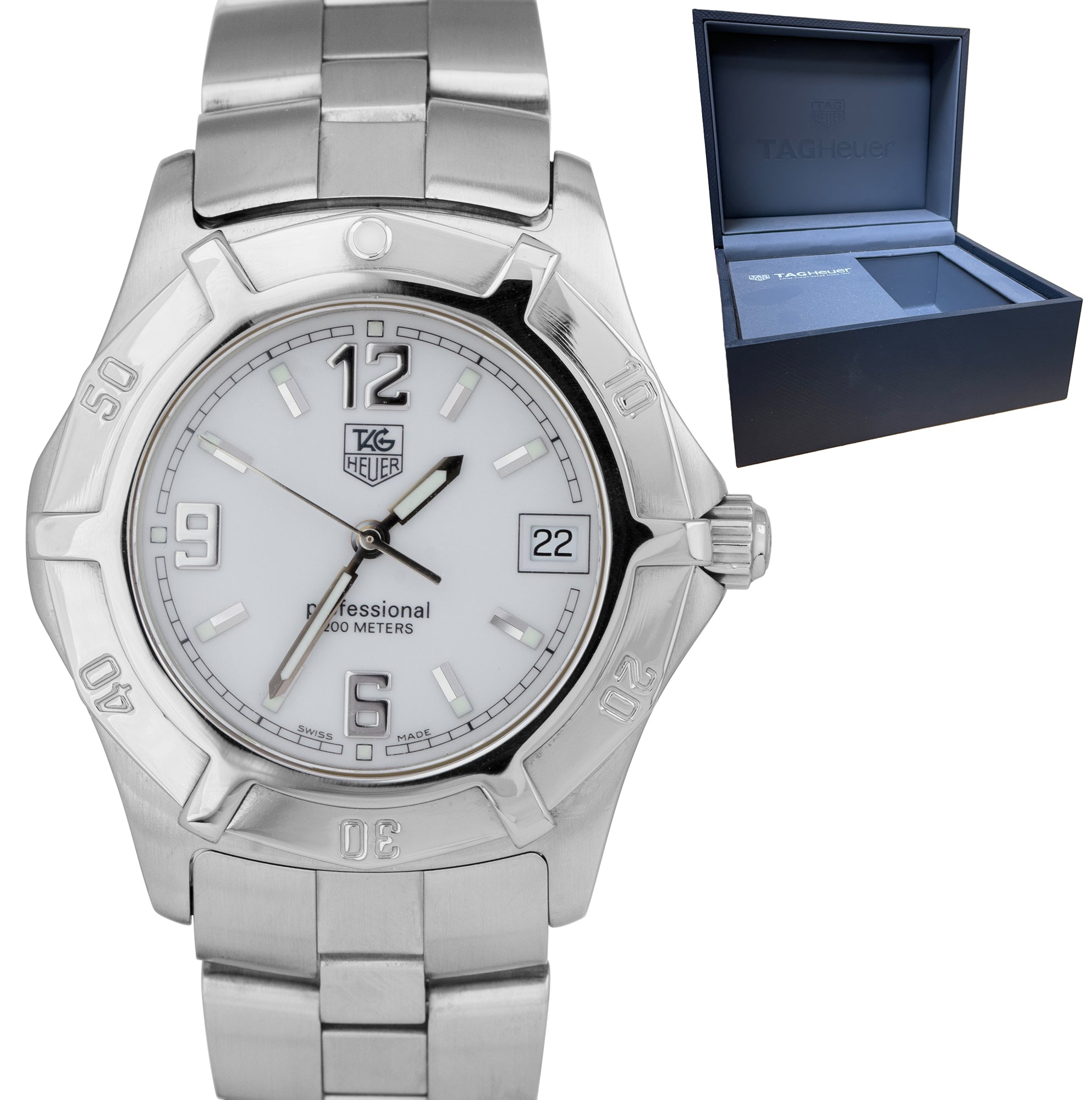 TAG Heuer Professional 2000 White Stainless Steel 39mm Quartz Date Wat