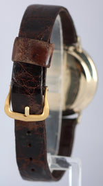 VINTAGE Mid 1950's Le Coultre 14k Gold Mystery Dial Dark Brown Alligator Band Wa