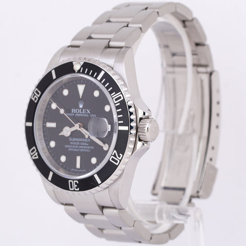 Rolex Submariner Date Black NO-HOLES Stainless Steel REHAUT 40mm 16610 Watch