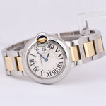 MINT Ladies Cartier Ballon Bleu 18K Gold Steel 28mm Quartz 3009 W69007Z3 BOX