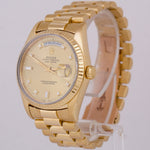Rolex Day-Date President 36mm CHAMPAGNE BAGUETTE DIAMOND Fluted 18K Gold 18238