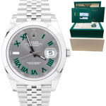 MINT 2018 Rolex DateJust 41 Wimbledon Rhodium Gray 41mm Jubilee Watch 126300