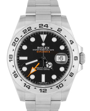 MAY 2019 LNIB Rolex Explorer II 42mm 216570 Black Orange Steel GMT Date Watch