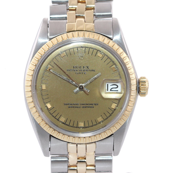 Rolex Oyster Perpetual Date 1505 Steel and Gold Black Dial