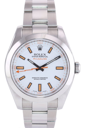 MINT PAPERS Rolex Milgauss 116400 Orange White 40mm Steel Anti-Magnetic Watch