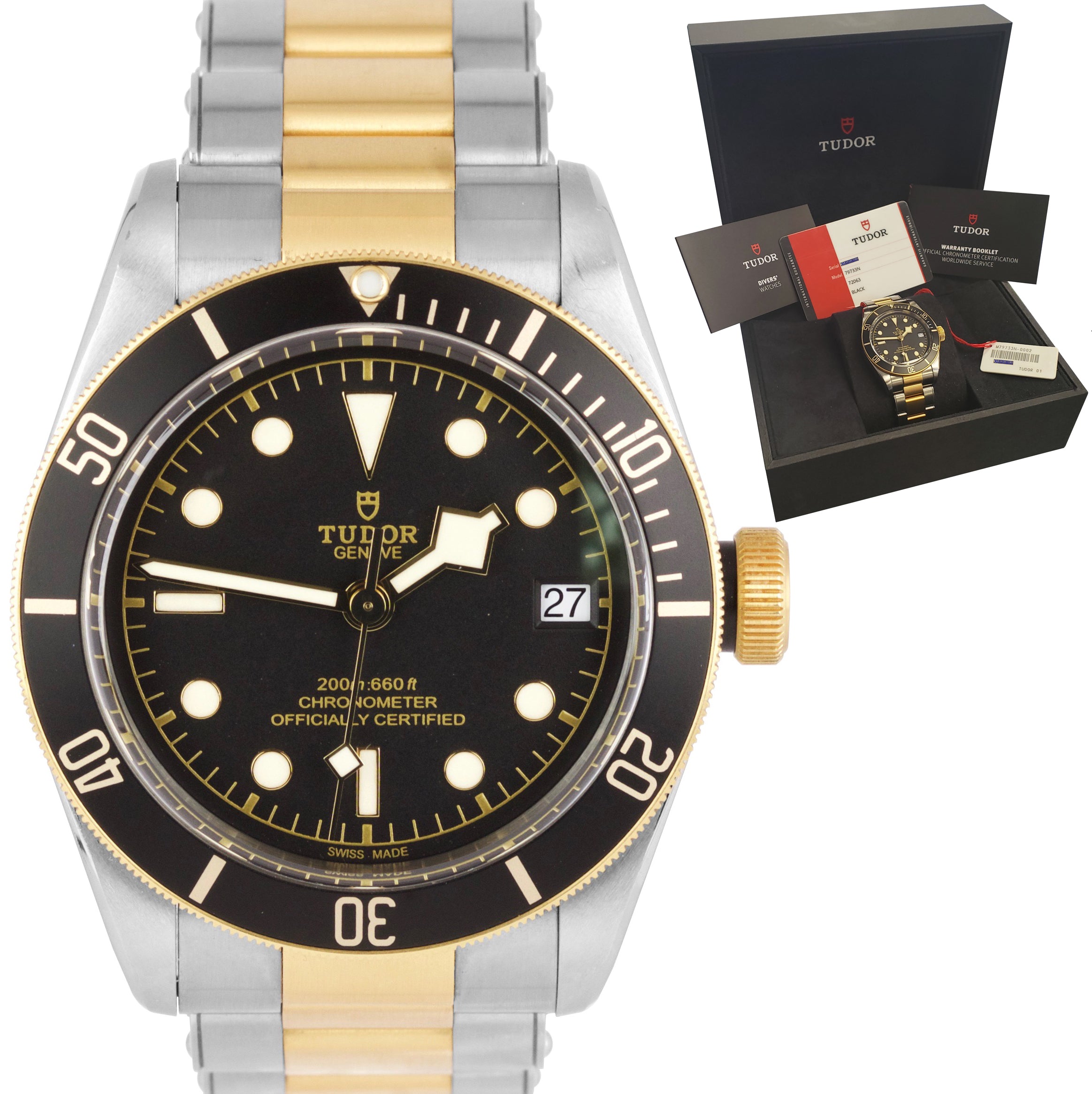 MINT 2019 Tudor Black Bay Heritage Two Tone Stainless Black 41mm Watch